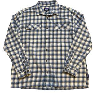 Patagonia Mens Long Sleeve Fjord Flannel Shirt Blue Gray XL